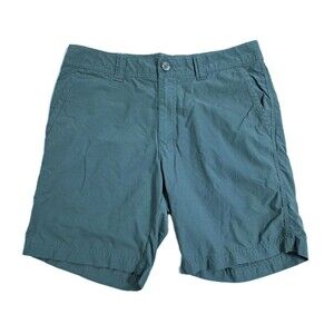 Columbia Shorts Men's 30 Washed Out Chino Flat Front Nylon Blend Green